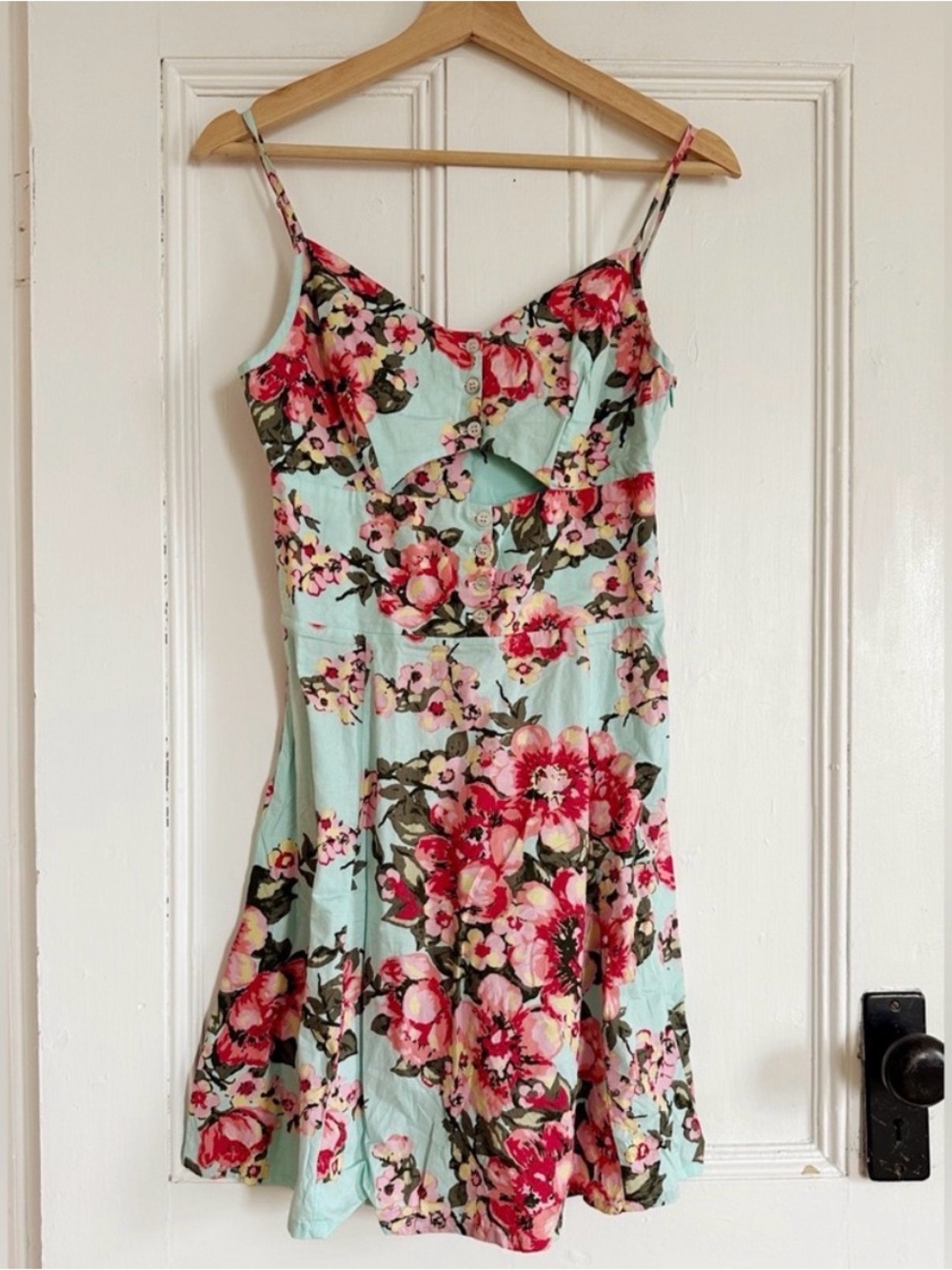 FARM Rio Mint Sundress with Pink Floral Print